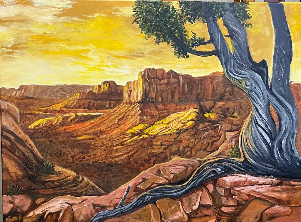 Whispers of the Canyon: A Vibrant Sunset Embrace with Nature's Resilience