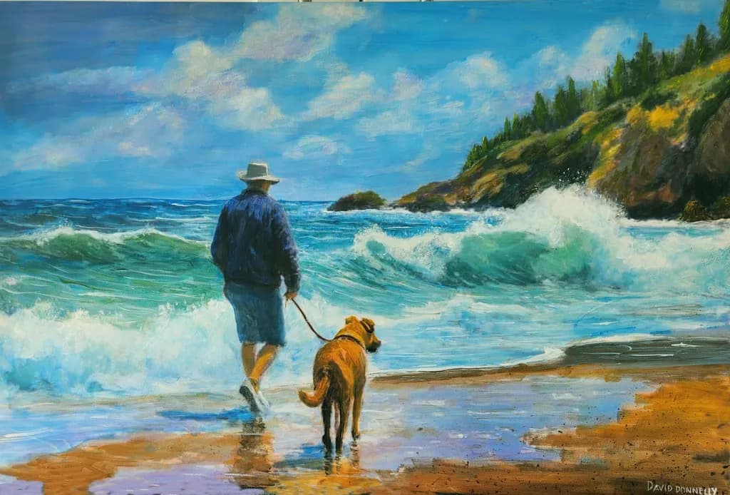 Man and Dog on Beach