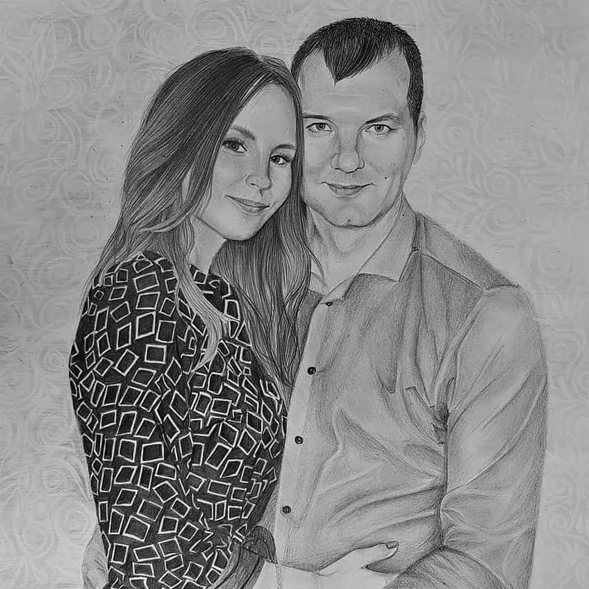 Eternal Embrace: A Captivating Pencil Portrait of Love and Connection