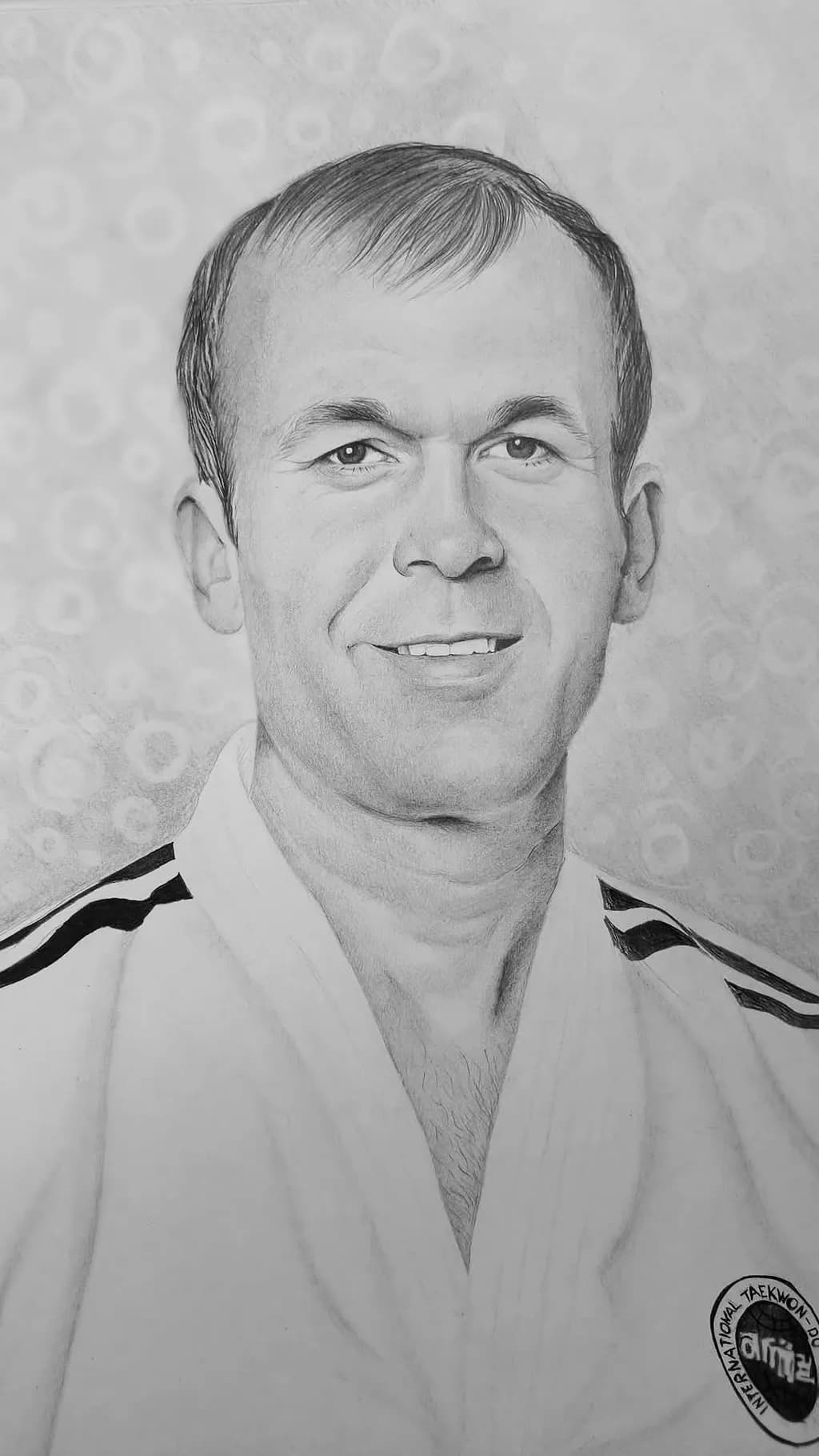 Champion's Smile: A Taekwondo Portrait in Pencil Artistry