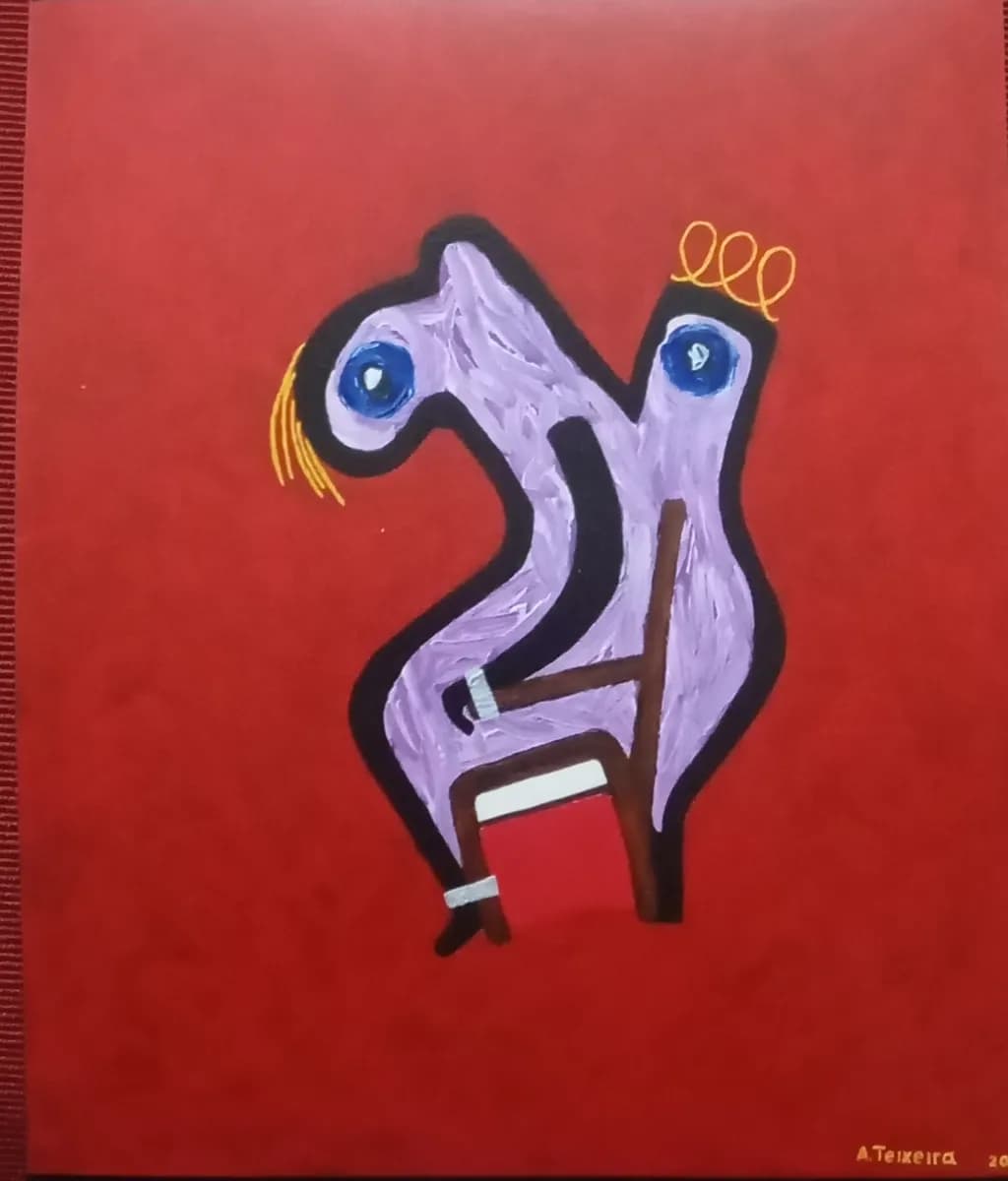 Abstract Figure on Red