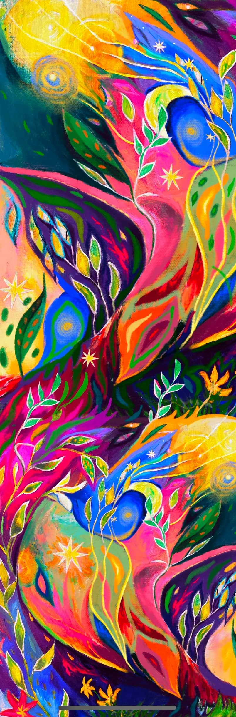 Vibrant Whimsy: An Energetic Dance of Color and Nature
