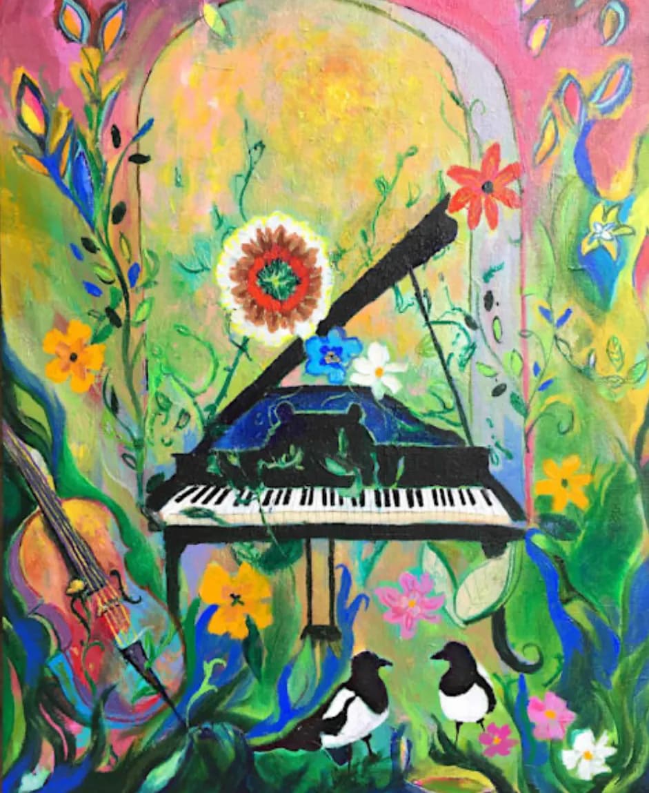Vibrant Harmony: A Musical Floral Symphony in Nature's Embrace