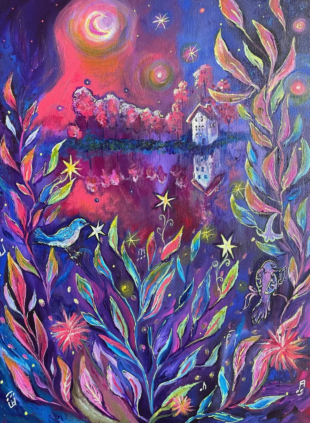 Whispers of the Cosmic Garden: A Vibrant Dance of Stars and Nature