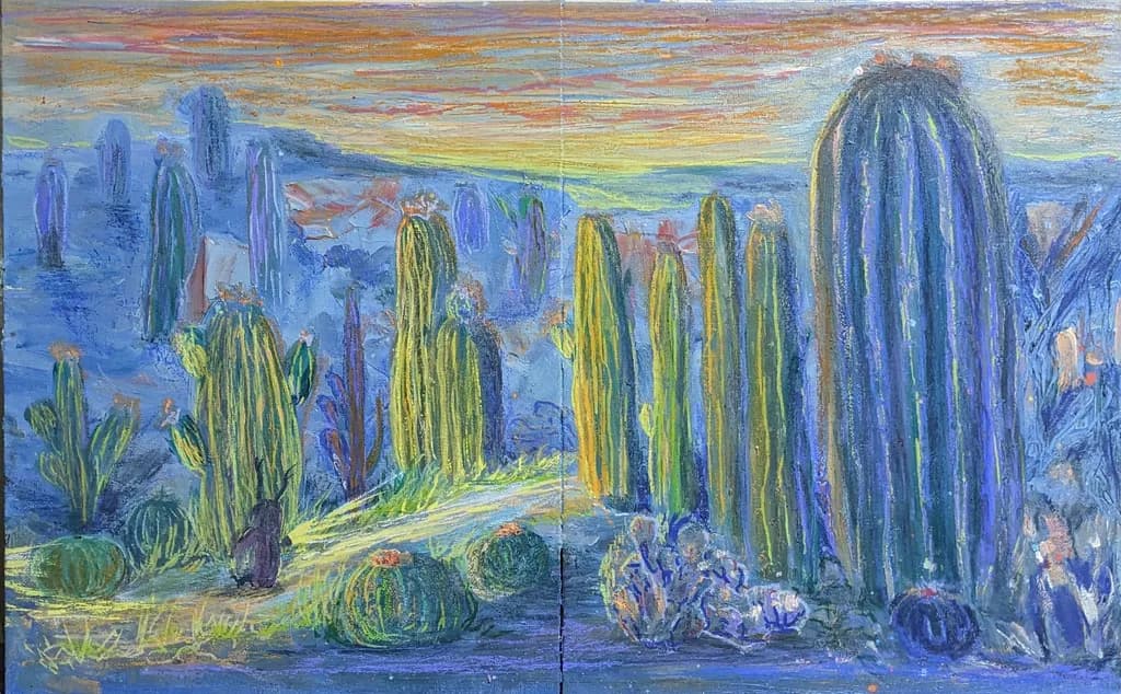 Cactus Serenade: A Vibrant Dance of Color in the Desert Twilight