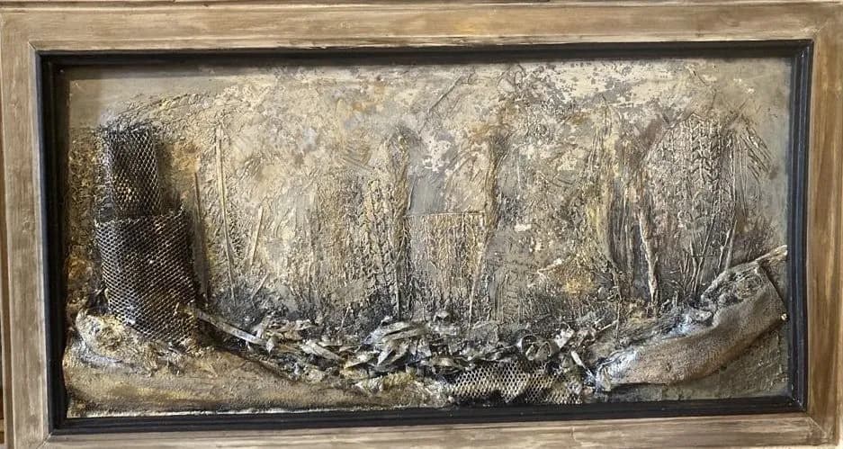 Whispers of Monochrome: An Abstract Landscape in Metallic Textures