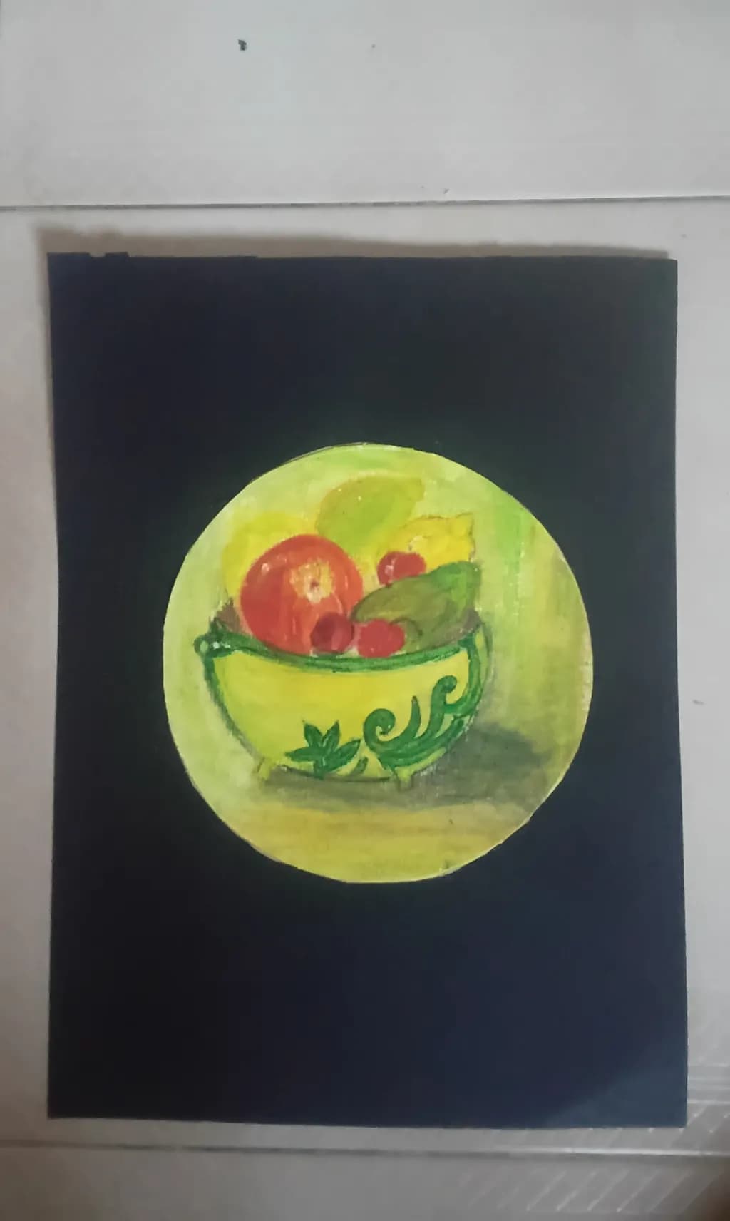 Vibrant Harmony: A Lush Fruit Bowl on a Dark Canvas