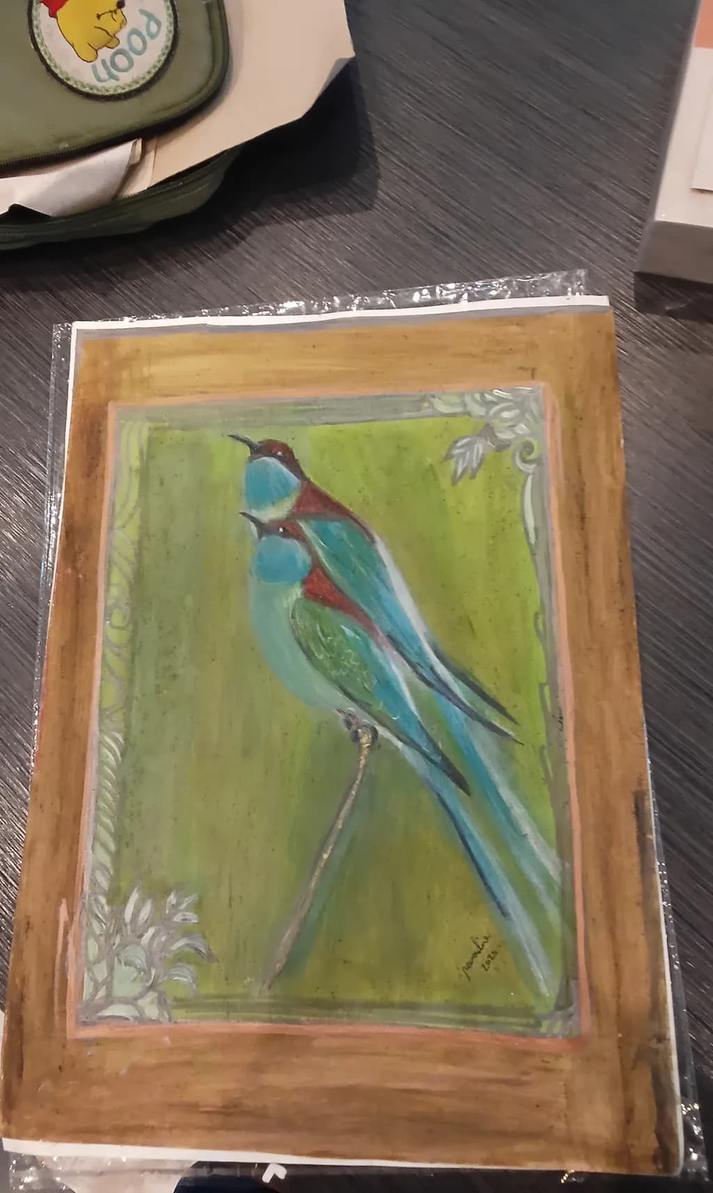 Whispers of Nature: A Colorful Encounter with Birds in Framed Serenity