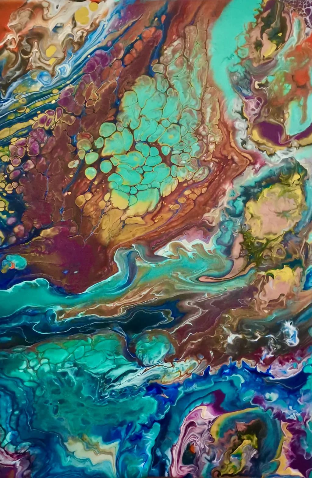 Vibrant Fluidity: An Abstract Dance of Colorful Swirls and Textures