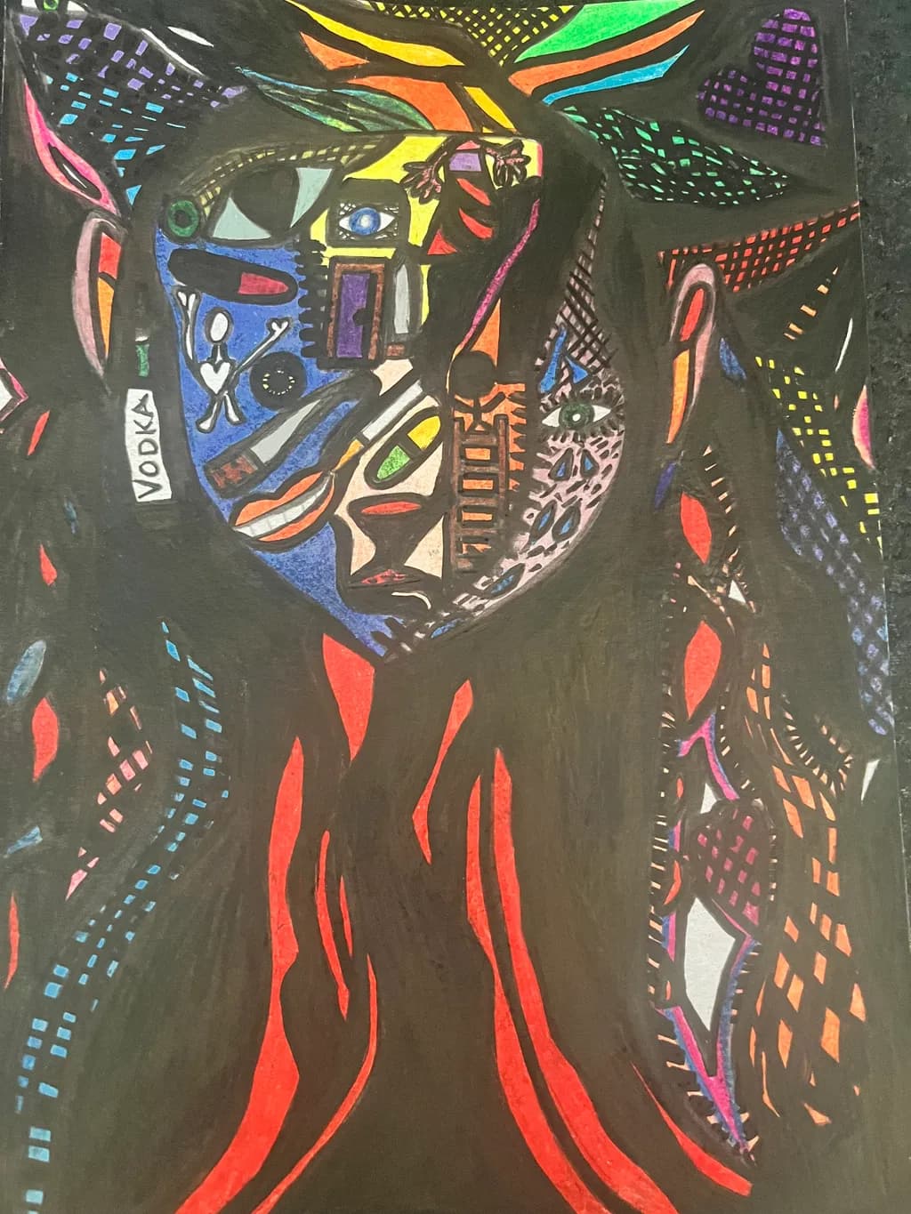 Vibrant Reflections: The Duality of Identity in Colorful Chaos