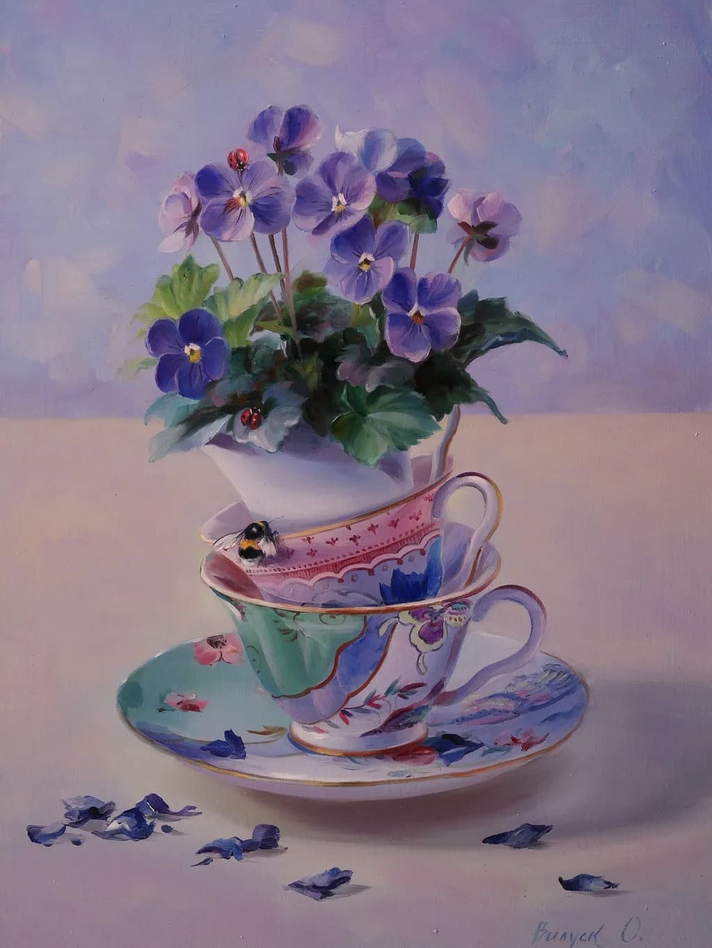 Purple Pansies Stack