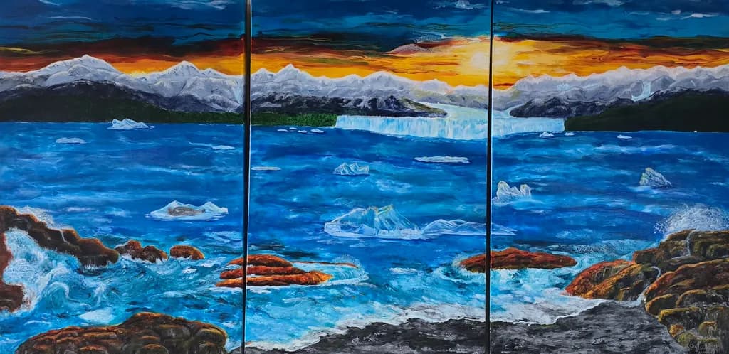 Serenity at Dusk: A Majestic Glacial Landscape in Vibrant Hues