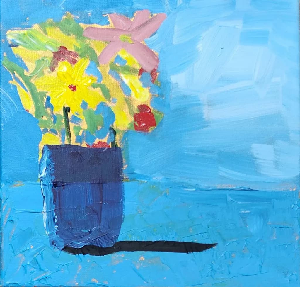 Flowers in a Blue Vase