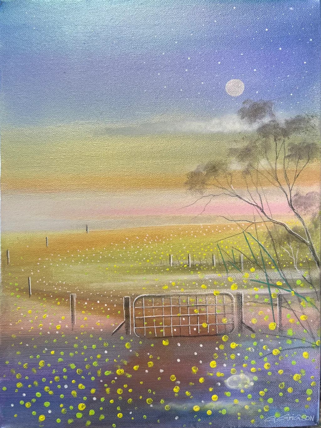 Moonlit Serenity: A Tranquil Landscape Beyond the Gate