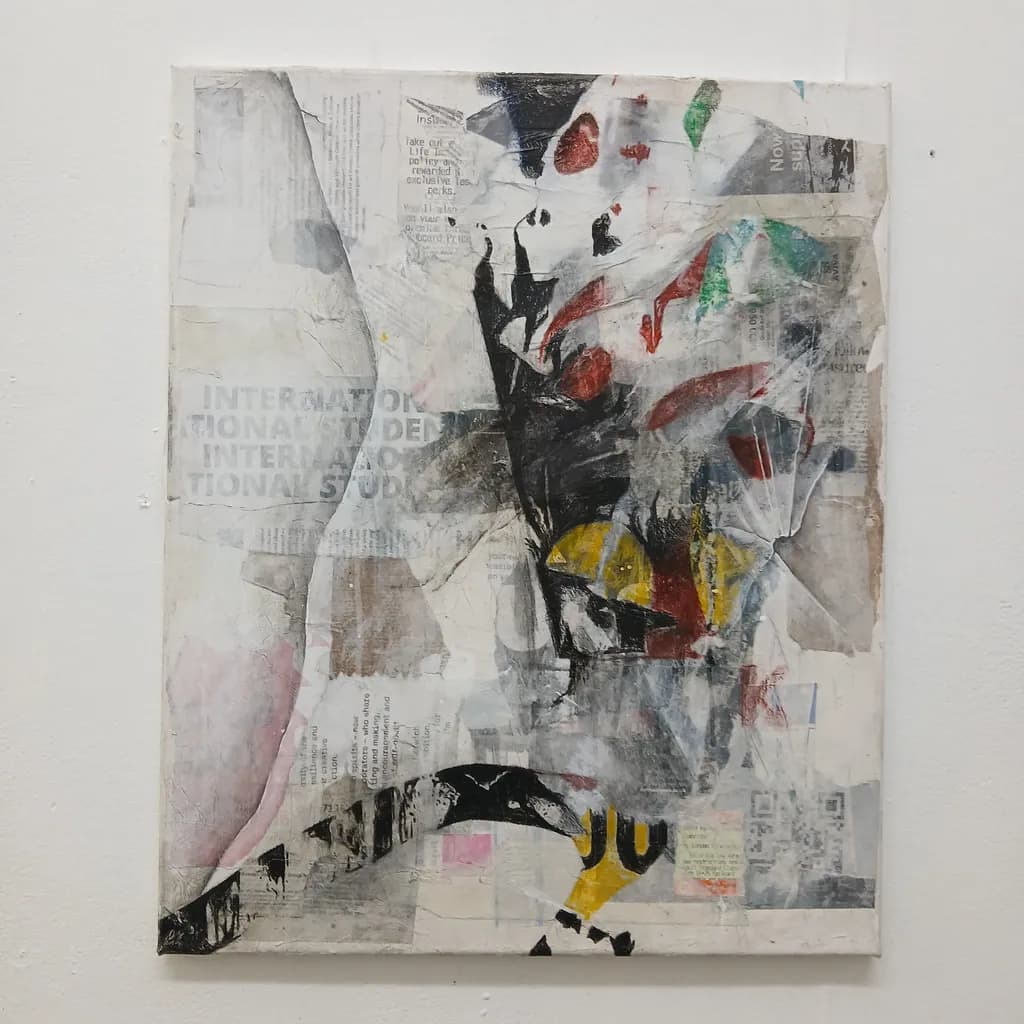 Whispers of Urban Chaos: A Mixed Media Exploration of Fragmented Narratives