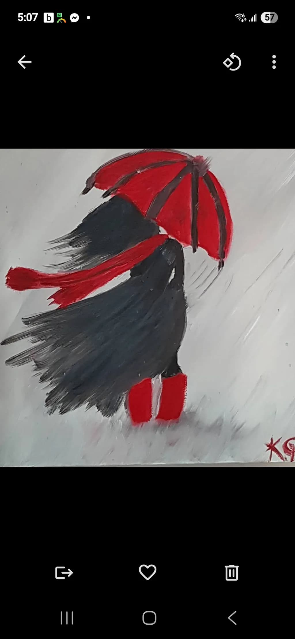 Whispers of the Storm: A Dance with the Red Umbrella