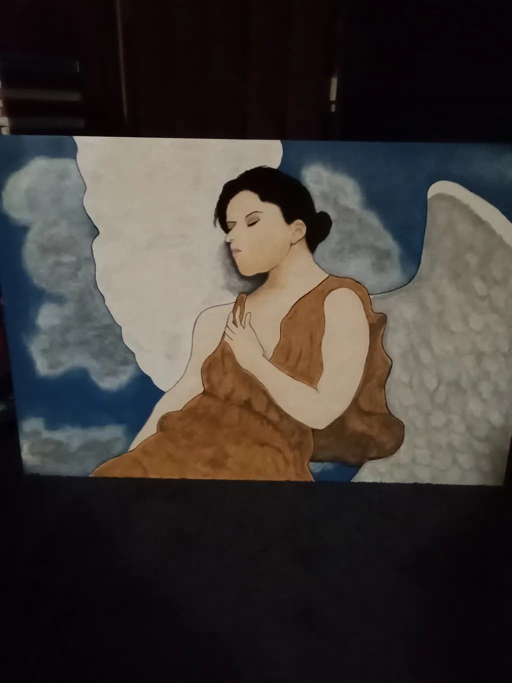 Celestial Serenity: A Contemplative Angel in Soft Hues