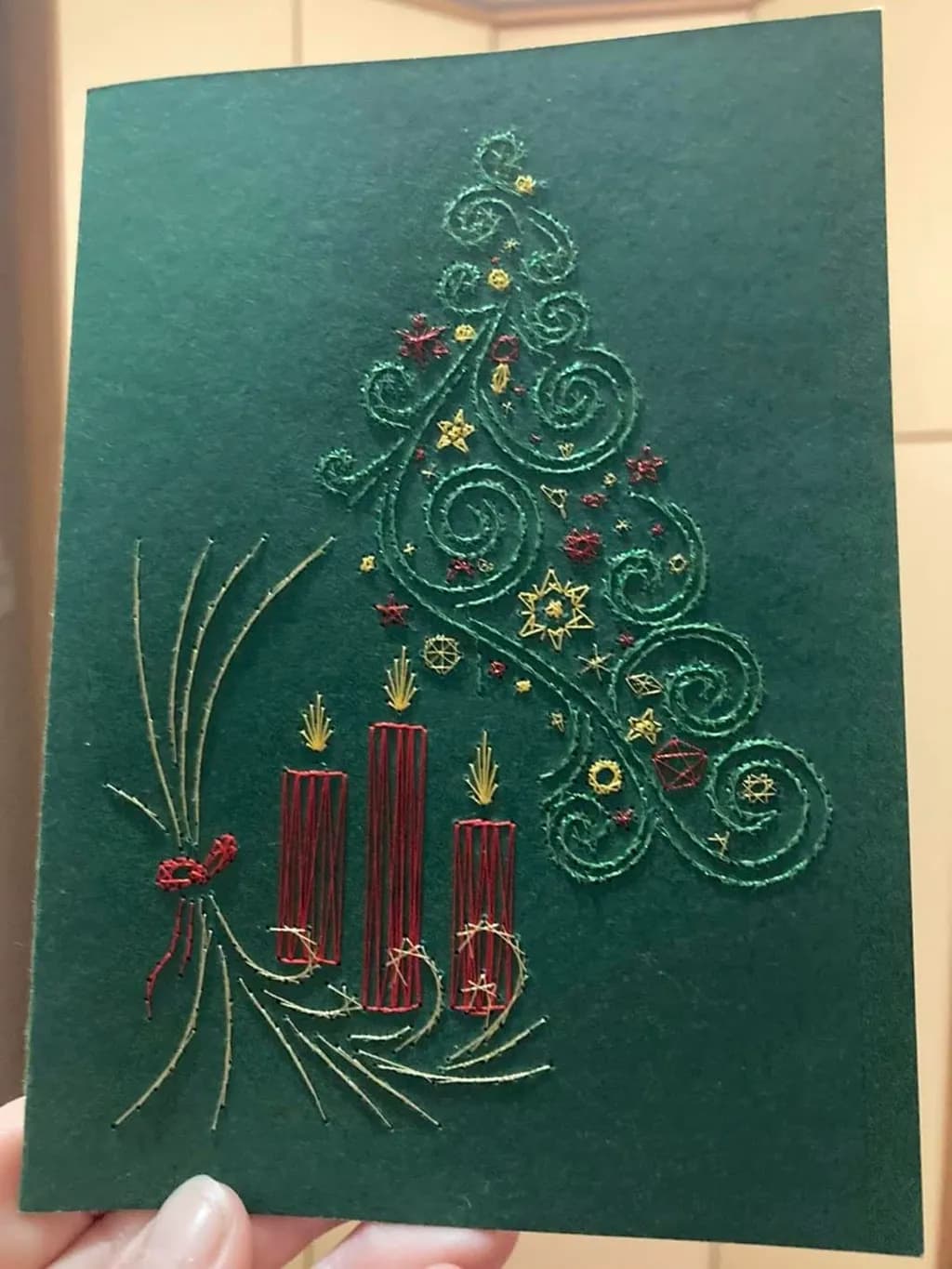 Embroidered Christmas Tree and Candles