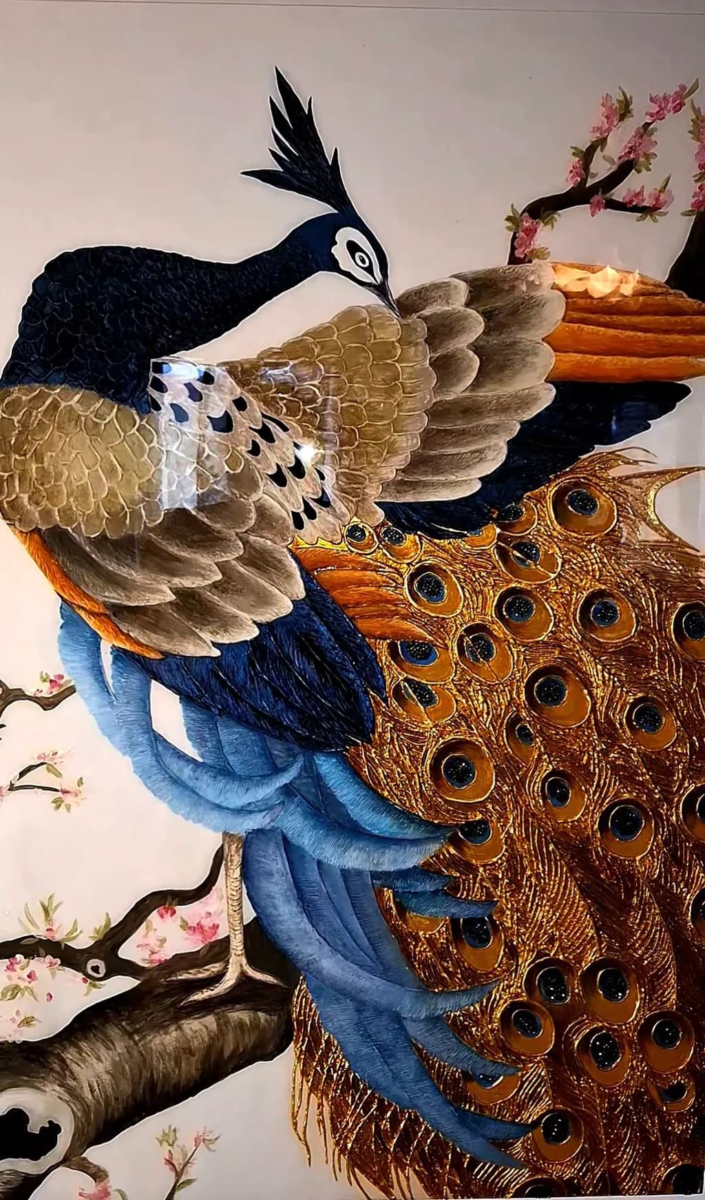 Majestic Peacock: A Vibrant Embroidery of Nature's Elegance
