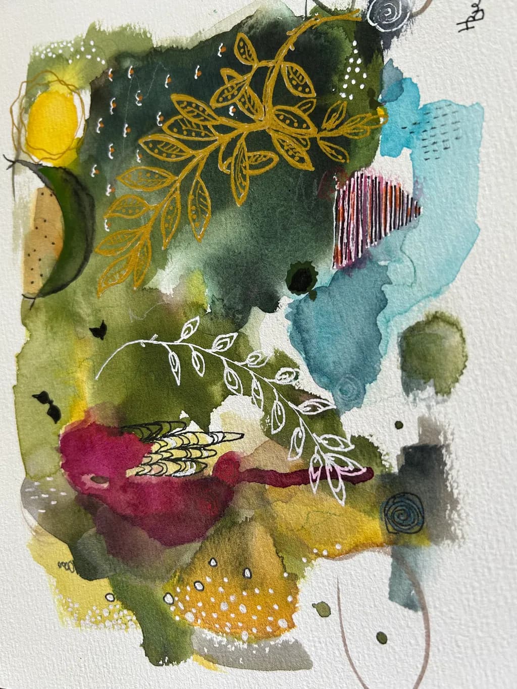 Vibrant Whispers of Nature: An Abstract Watercolor Journey Through Organic Forms
