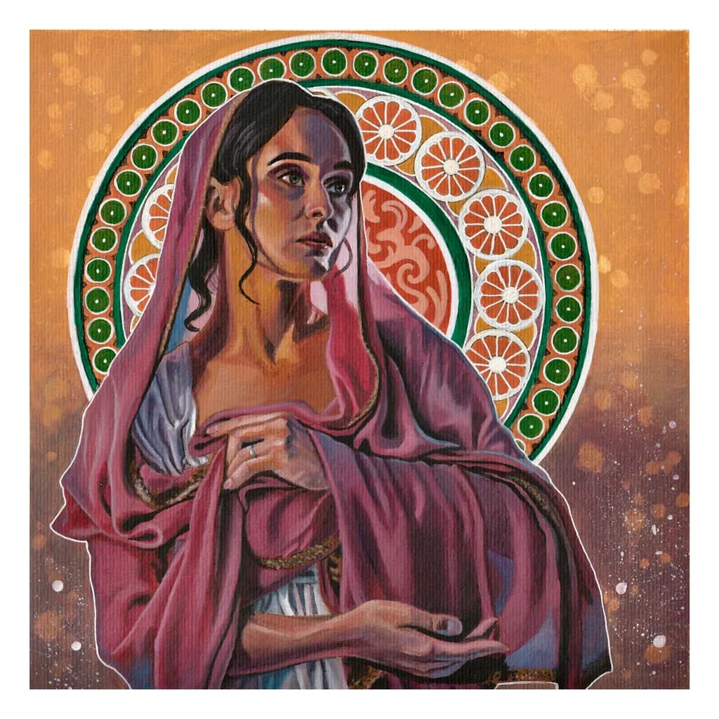 Serenity in Color: A Traditional Portrait of Grace and Expression