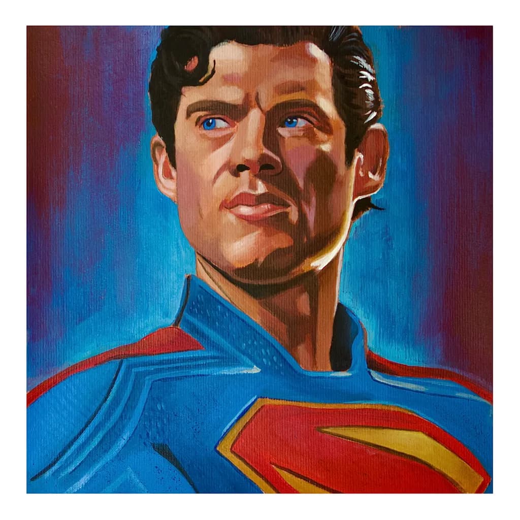 Heroic Gaze: A Vibrant Tribute to the Iconic Superman in Bold Colors
