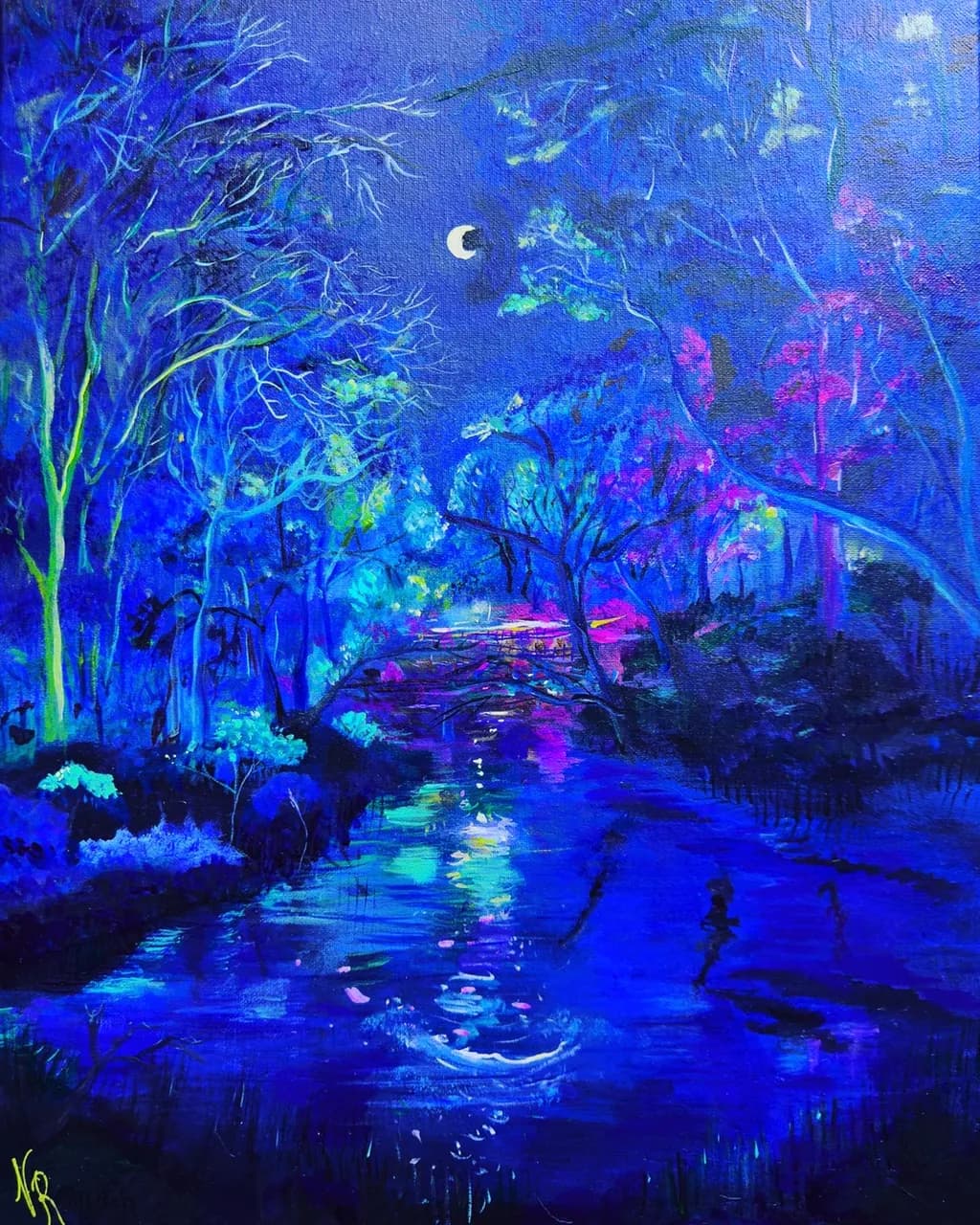 Moonlit Forest Reflection
