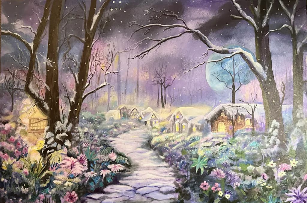Moonlit Winter Pathway
