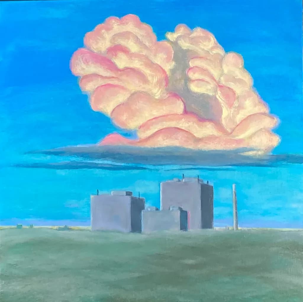 Whispers of Industry: A Dreamy Sky Over Concrete Giants