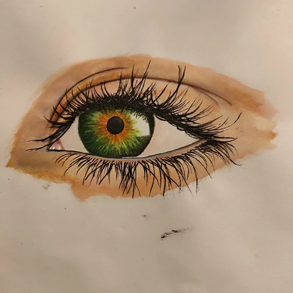 Glimmering Gaze: A Watercolor Exploration of Nature's Eye
