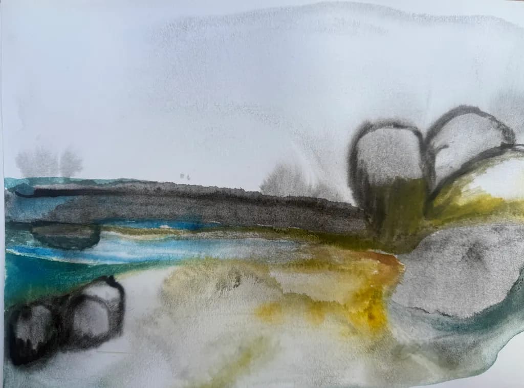 Whispers of Serenity: An Abstract Watercolor Landscape in Soft Hues