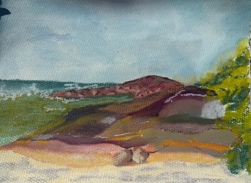 Serene Coastal Escape: A Tranquil Seascape with Rocky Shores and Gentle Waves