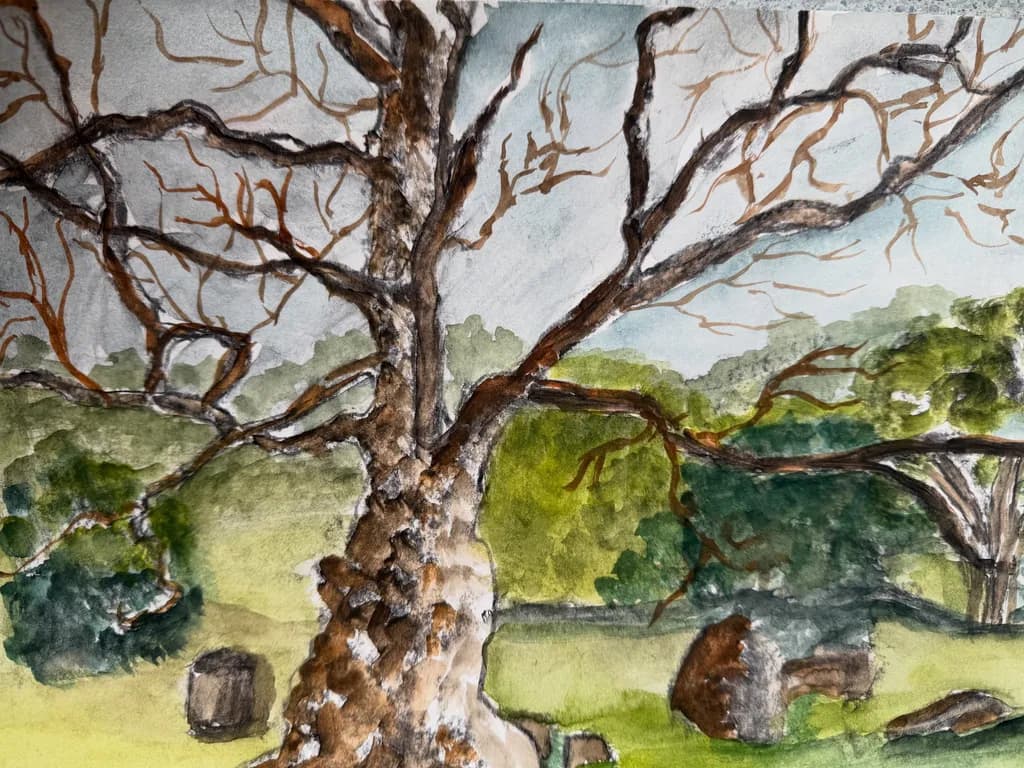 Whispers of Nature: A Serene Tree in Watercolor Harmony