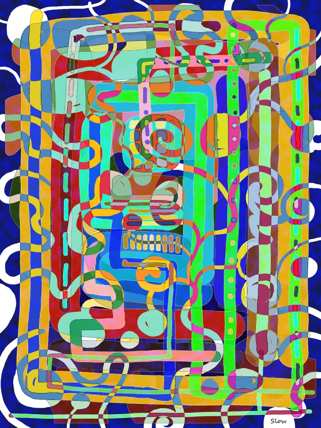 Vibrant Whirls: A Playful Dance of Colorful Geometric Swirls in Abstract Harmony