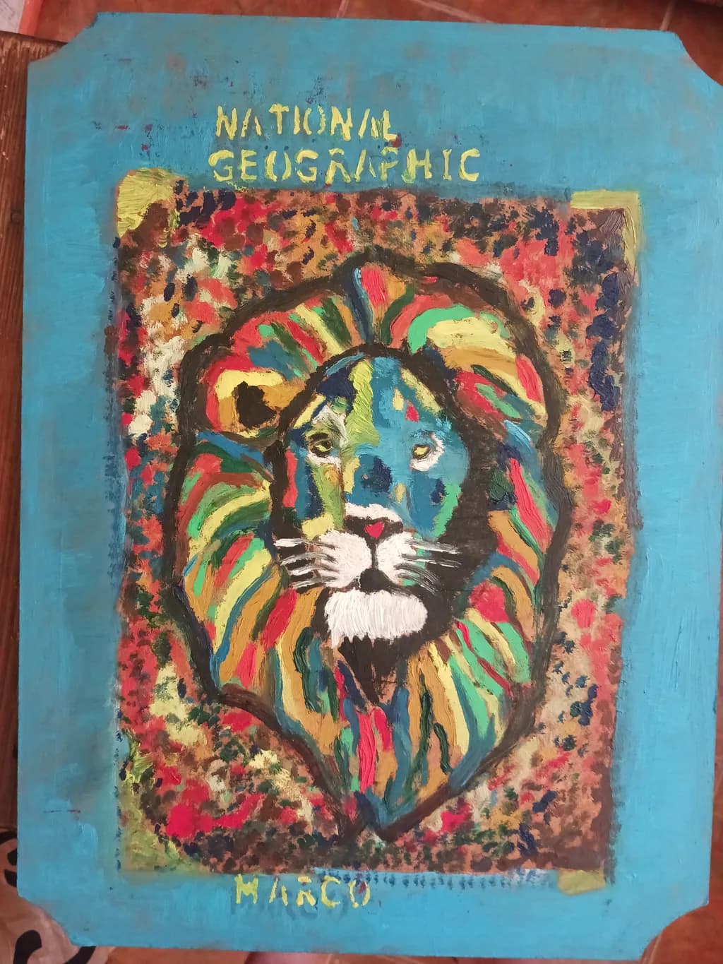 Vibrant Majesty: A Colorful Lion Inspired by National Geographic