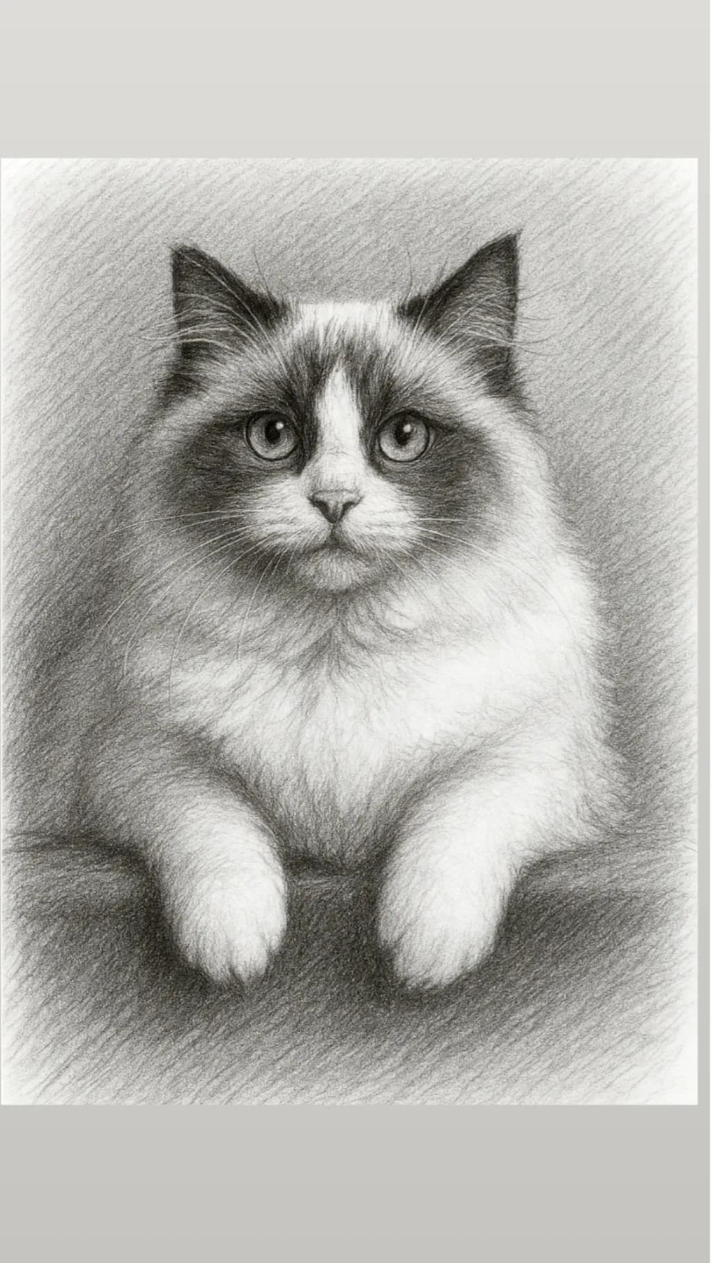 Whiskered Serenity: A Realistic Portrait of a Cat in Pencil Sketch Form