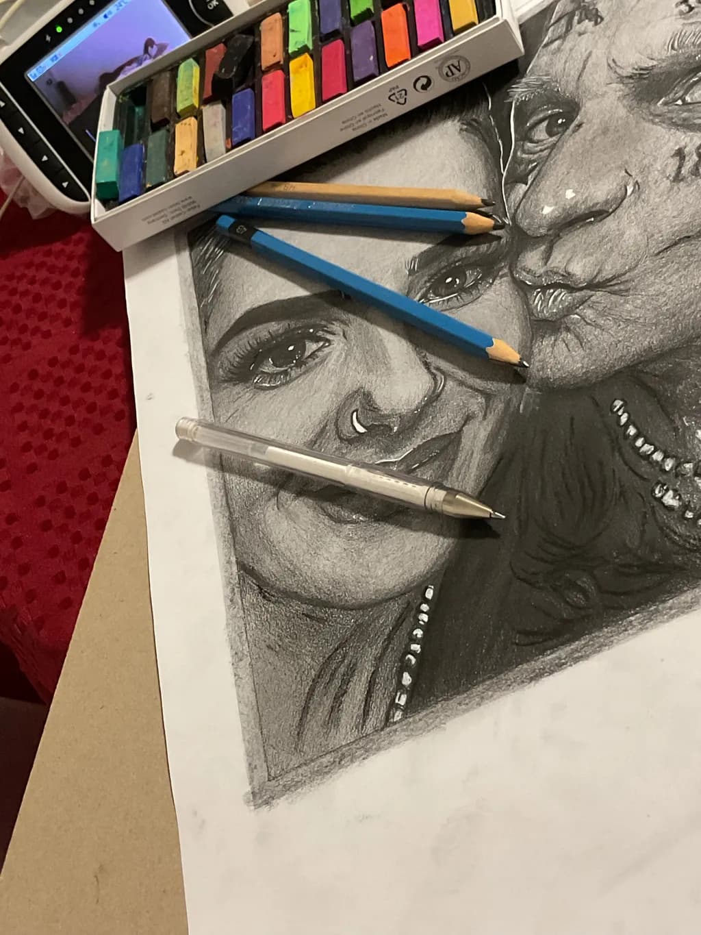 Embracing Connection: A Portrait of Love and Creativity in Sketch and Color