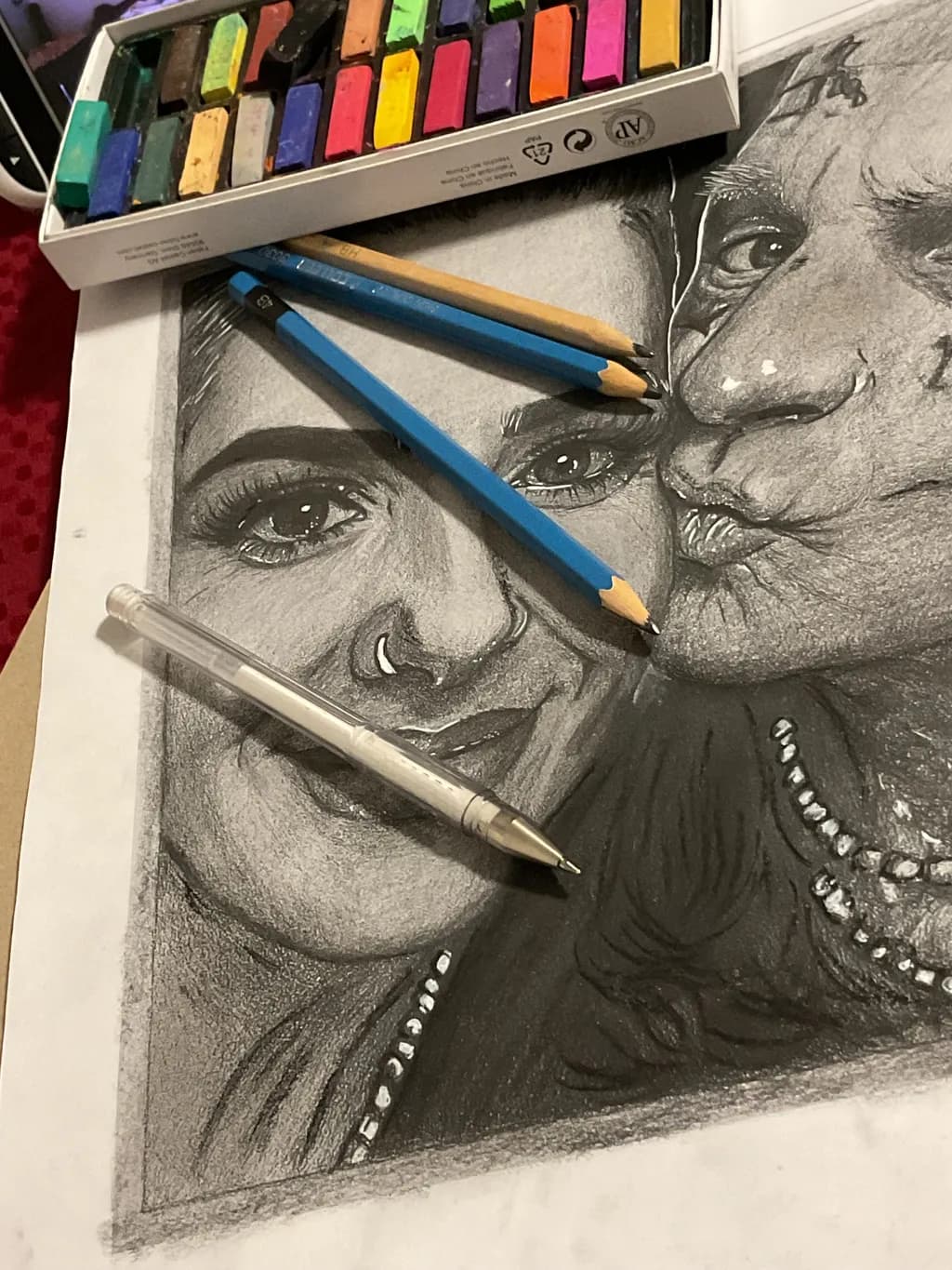 Whispers of Expression: A Portrait in Pastels and Charcoal