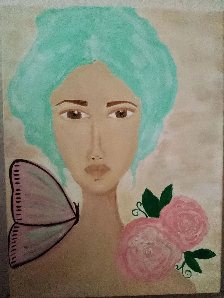 Whispers of Nature: A Serene Portrait of Beauty with Butterfly and Blossoms