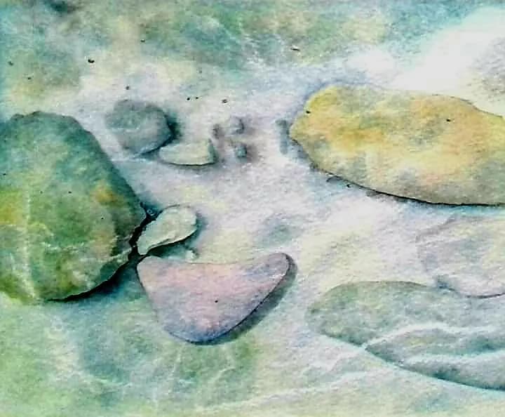 Whispers of Nature: An Abstract Watercolor Journey Through Textured Stones and Colors