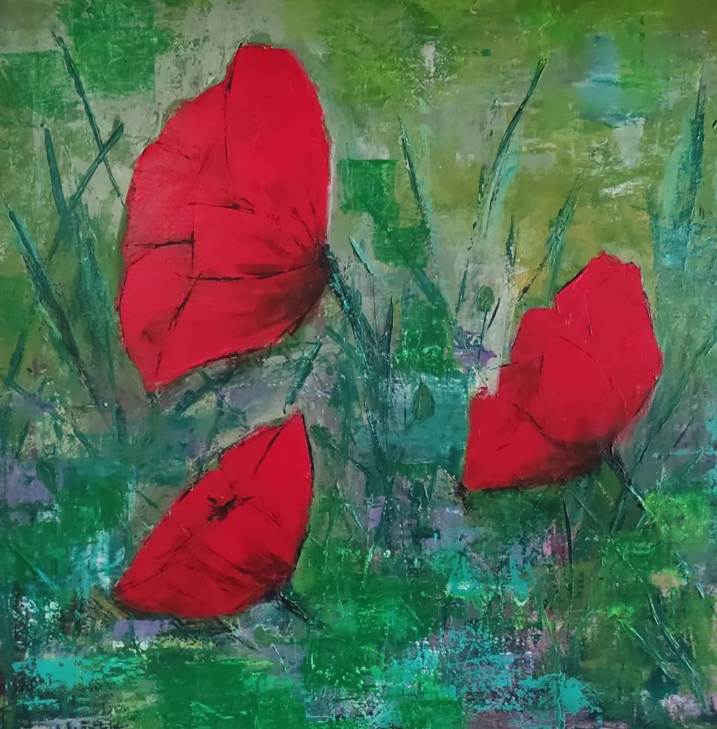 Vibrant Red Blossoms: An Abstract Dance of Nature's Palette