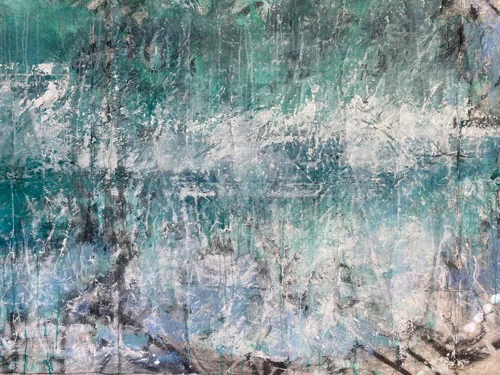 Whispers of the Ocean: A Serene Abstract Reflection in Turquoise and Gray