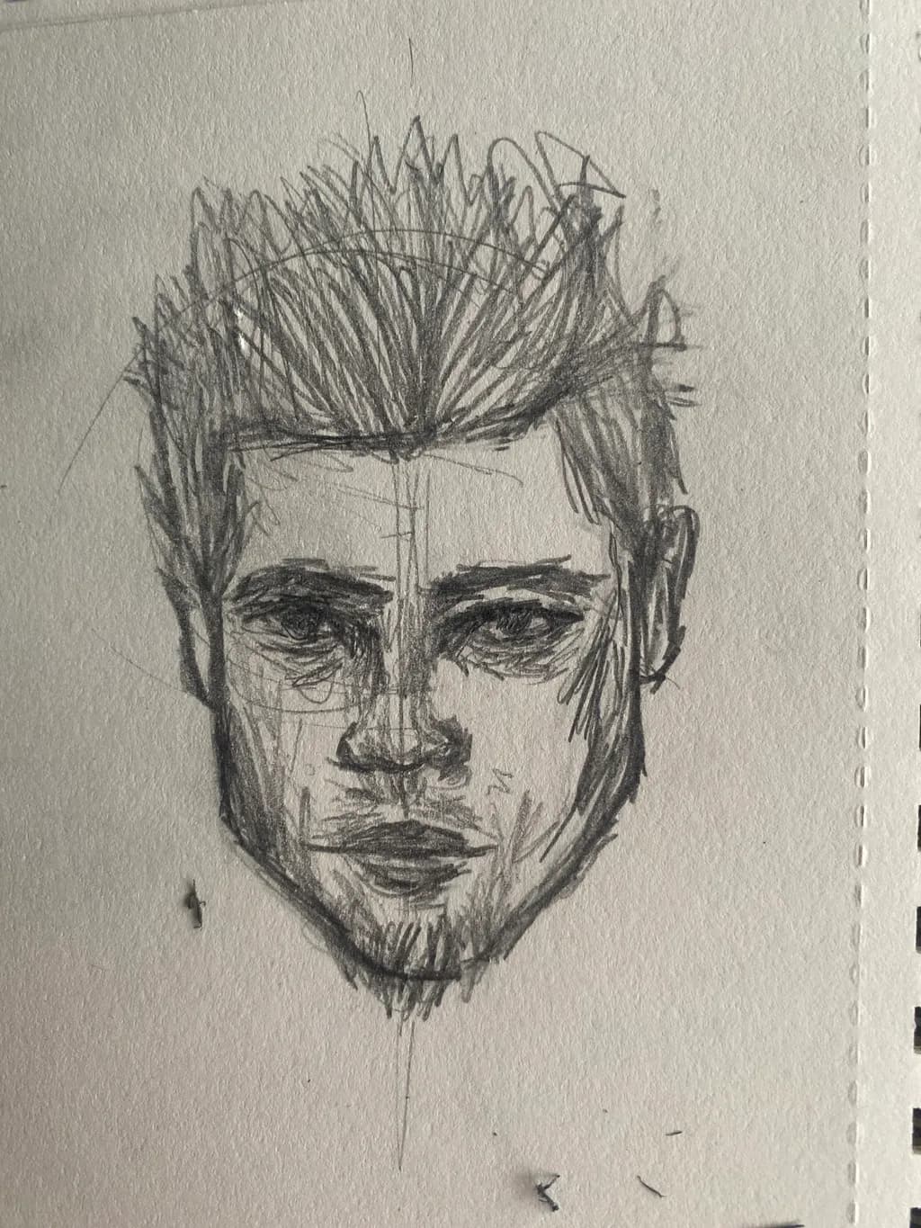 Masculine Expression: A Dynamic Portrait Sketch in Lines and Shadows