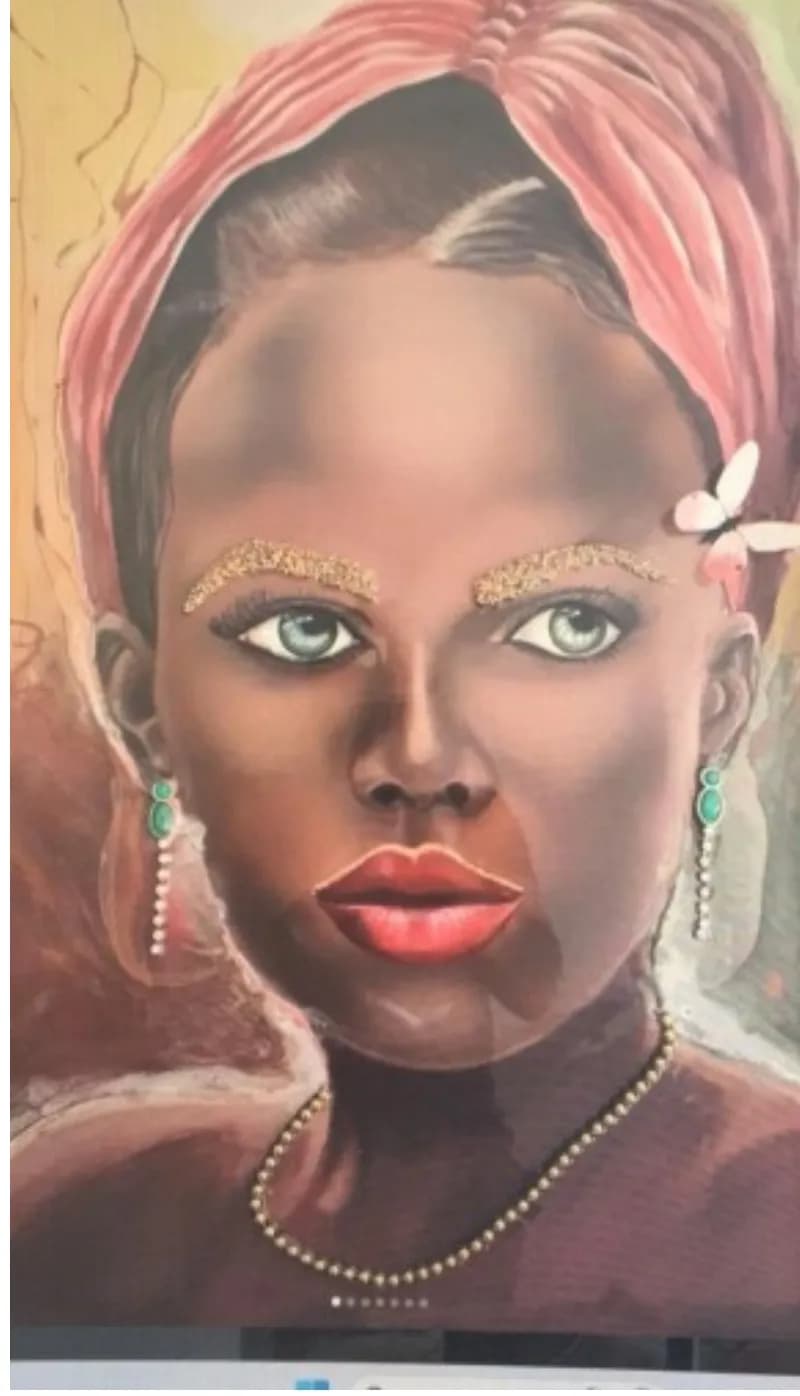 By African gril. Epoxy wood canvas
