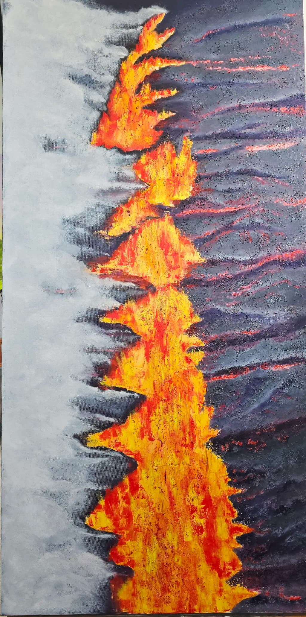 Eruption of Color: A Fiery Dance Between Light and Shadow