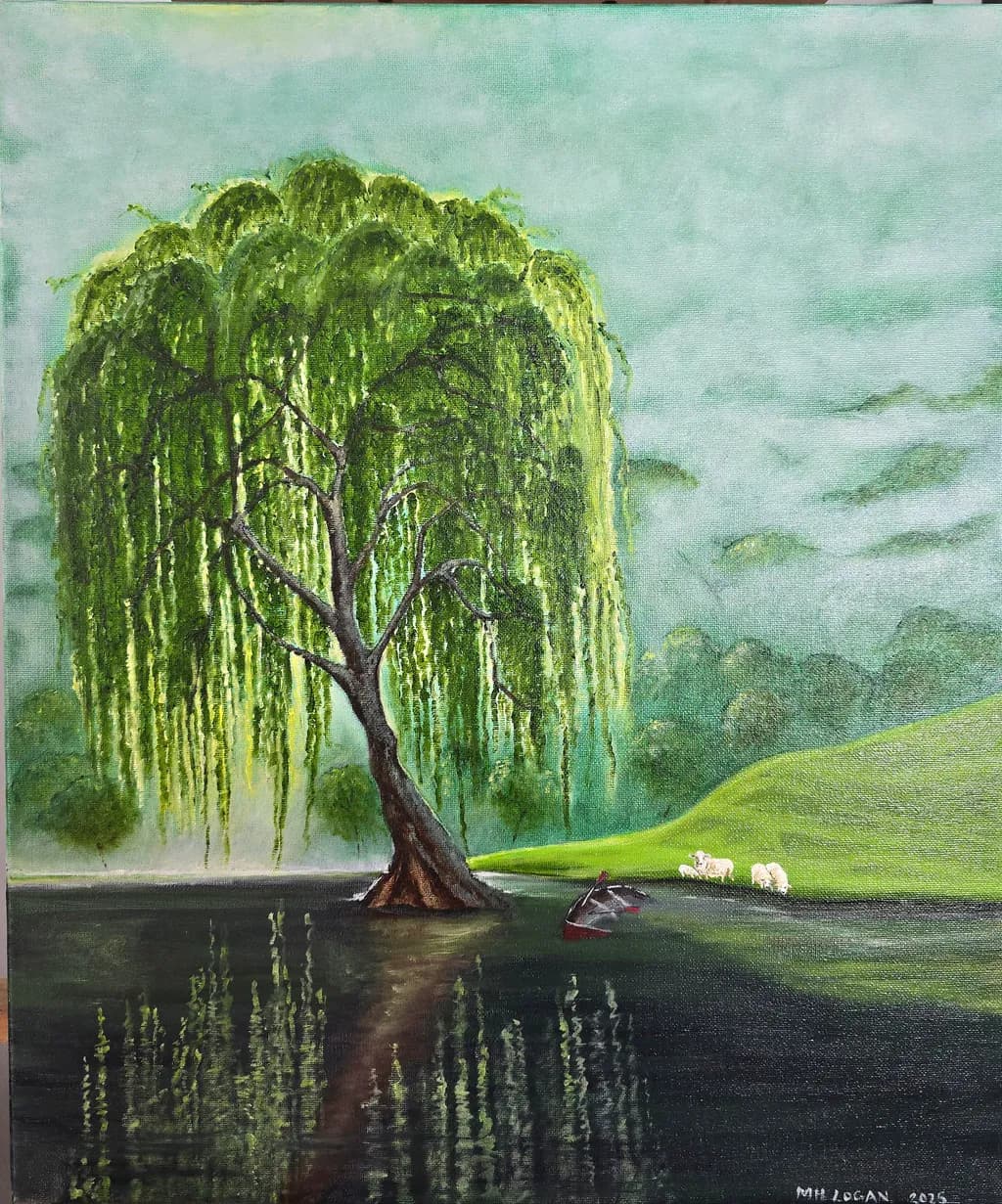 Whispers of Serenity: A Tranquil Willow by the Water's Edge