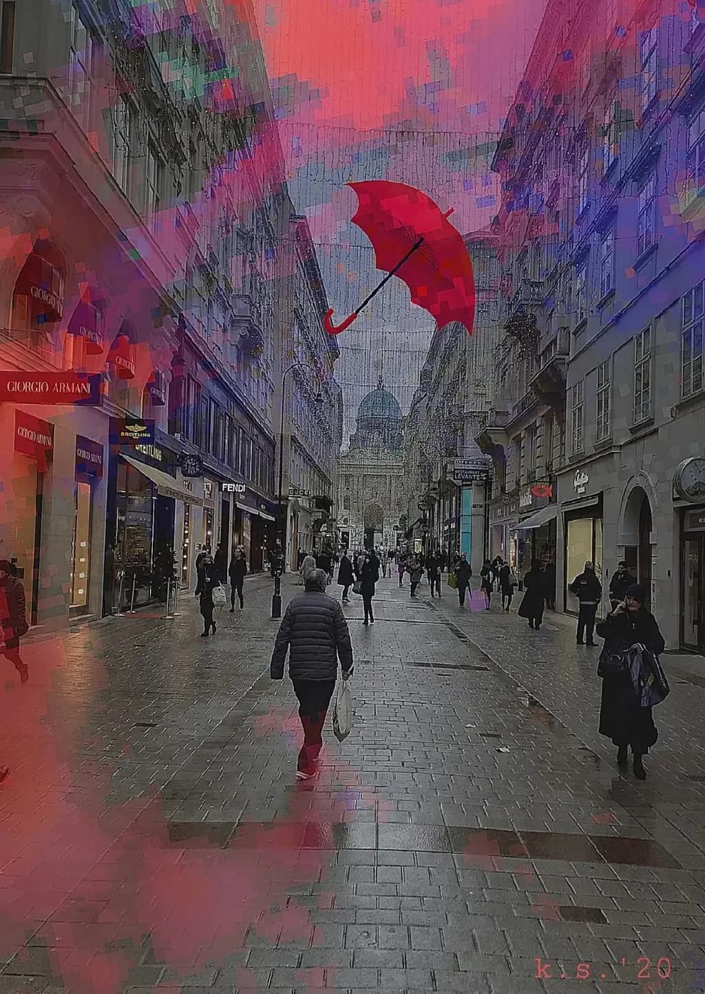 Whimsical Umbrella: A Vibrant Dance of Color in the Cityscape