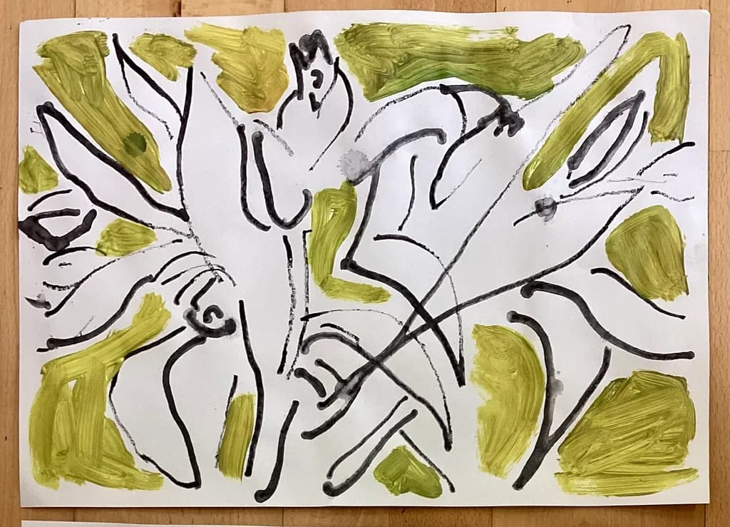 Whispers of Green: An Abstract Expression of Texture and Line