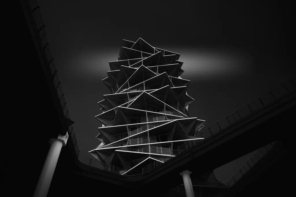 Urban Elegance: A Monochrome Dance of Light and Structure