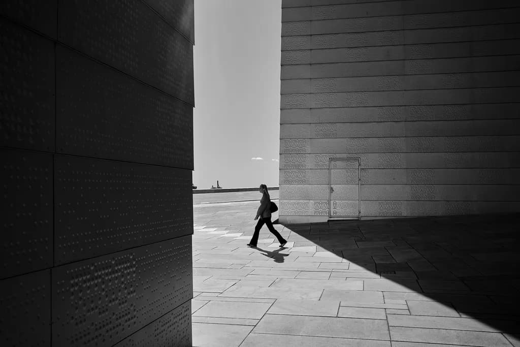 Monochrome Solitude: A Walk Through Architectural Shadows